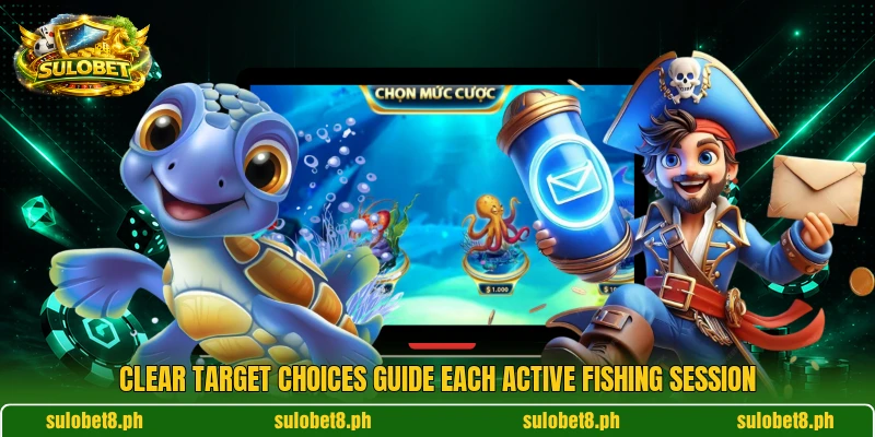 Clear target choices guide each active fishing session Clear target choices guide each active fishing session