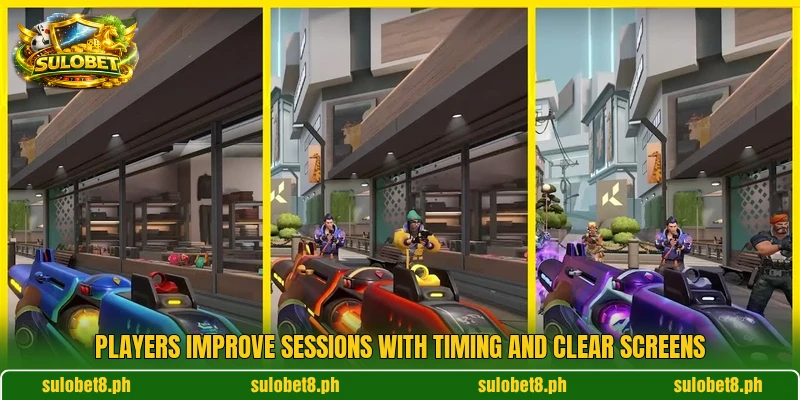 Players improve sessions with timing and clear screens Players improve sessions with timing and clear screens