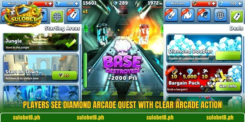 Players see Diamond Arcade Quest with clear arcade action Players see Diamond Arcade Quest with clear arcade action